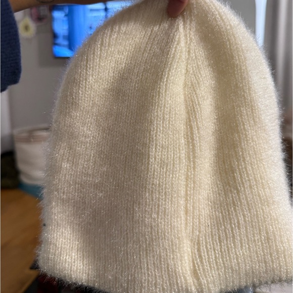 Anthropologie White Beanie with Gold and Red Embellishments - Picture 4 of 4